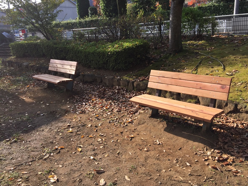 松木えのき公園ベンチ修繕 西由木コミュニティパーク